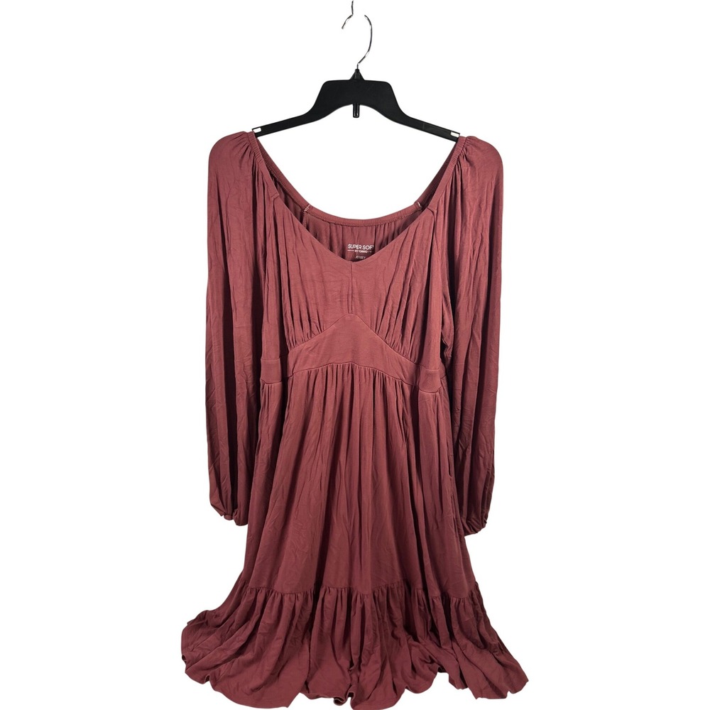Torrid Super Soft Jersey Dress 1 Mauve Long Sleeve Tiered Empire Women